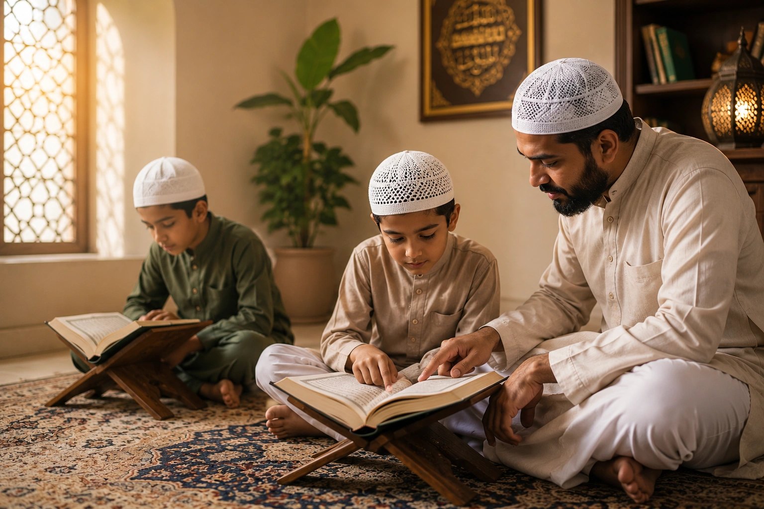 Student learning the Qur'an with Tajweed